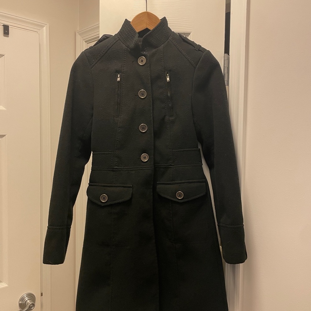 H&M Womens Black Trench Peacoat
